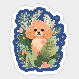 Cavapoo Dog Ferns Sticker